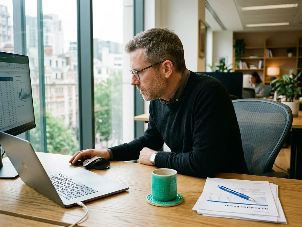 Consultant analysant un audit technique sur son bureau pour optimiser le référencement à Villejuif